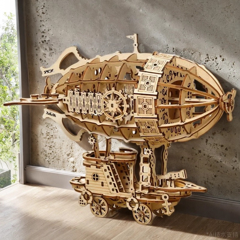 Puzzle 3D DIY 1 pièce en Bois pour Assemblage modèle dirigeable Airship, Jouet Artisanal, kit pour Adultes Enfant, Jeu de Construction Assemblage