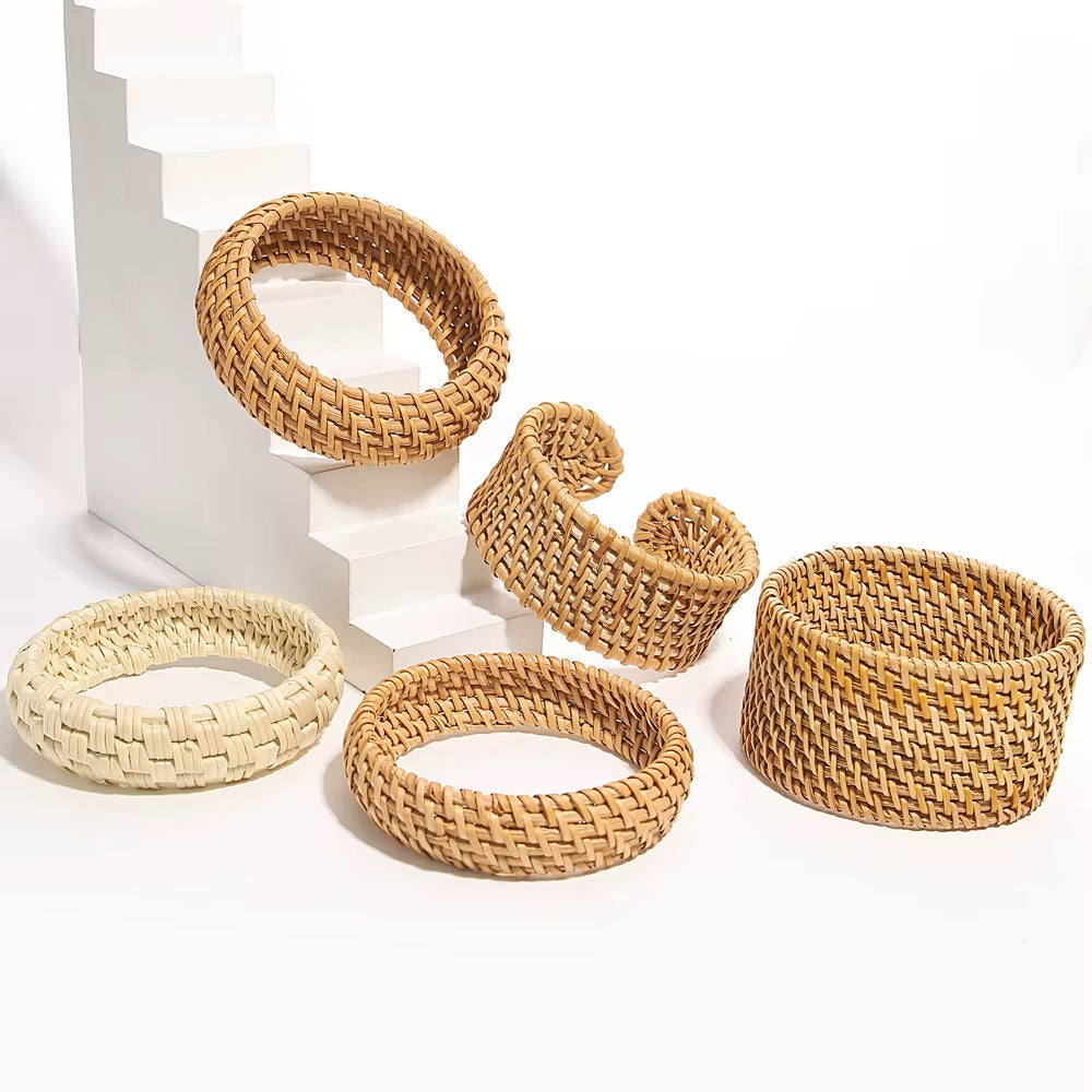 Bracelet en rotin pour femmes fait à la main Léger Paille Osier Tresse Tissé