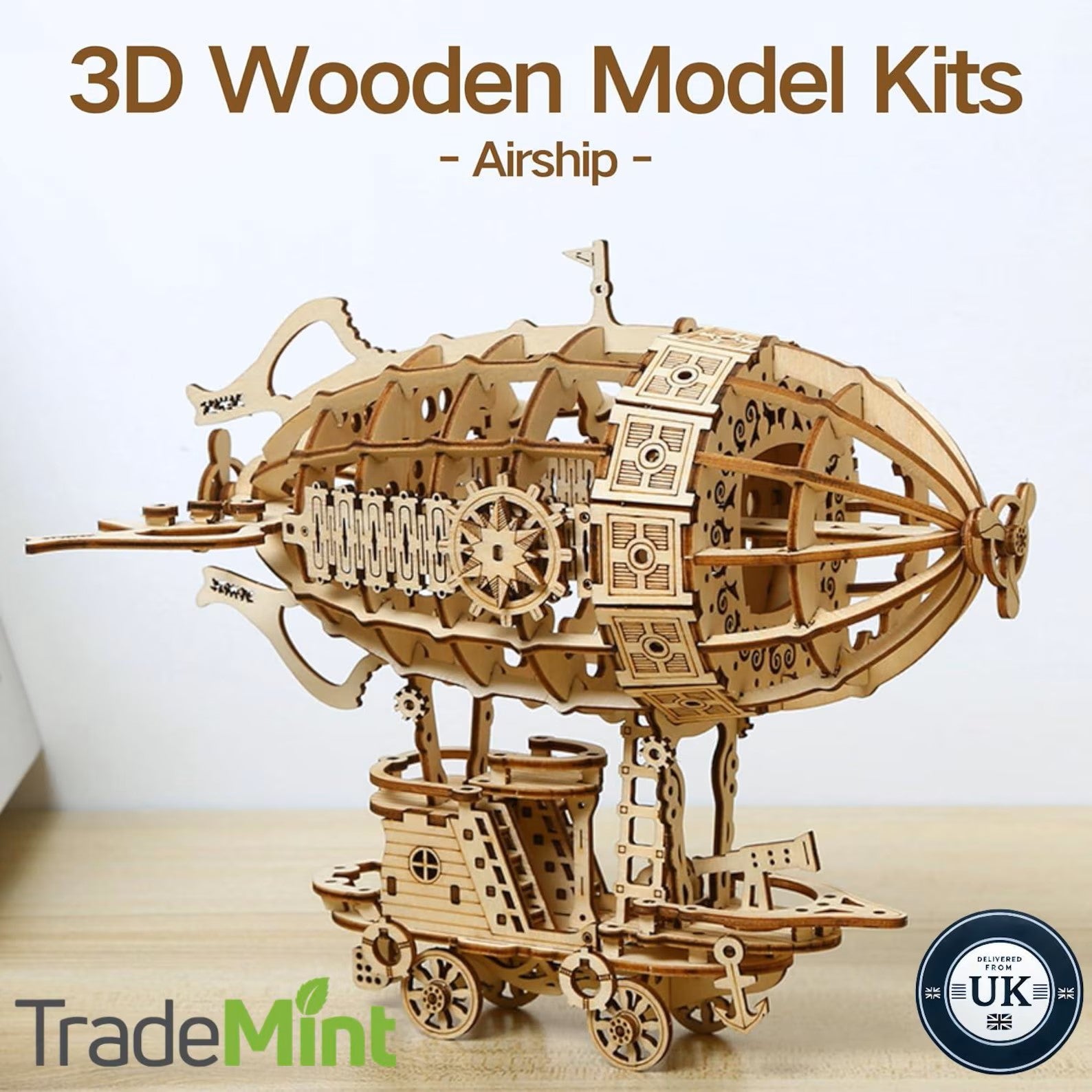 Puzzle 3D DIY 1 pièce en Bois pour Assemblage modèle dirigeable Airship, Jouet Artisanal, kit pour Adultes Enfant, Jeu de Construction Assemblage