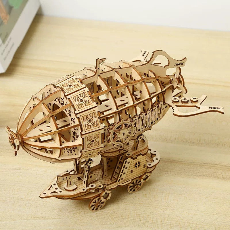 Puzzle 3D DIY 1 pièce en Bois pour Assemblage modèle dirigeable Airship, Jouet Artisanal, kit pour Adultes Enfant, Jeu de Construction Assemblage