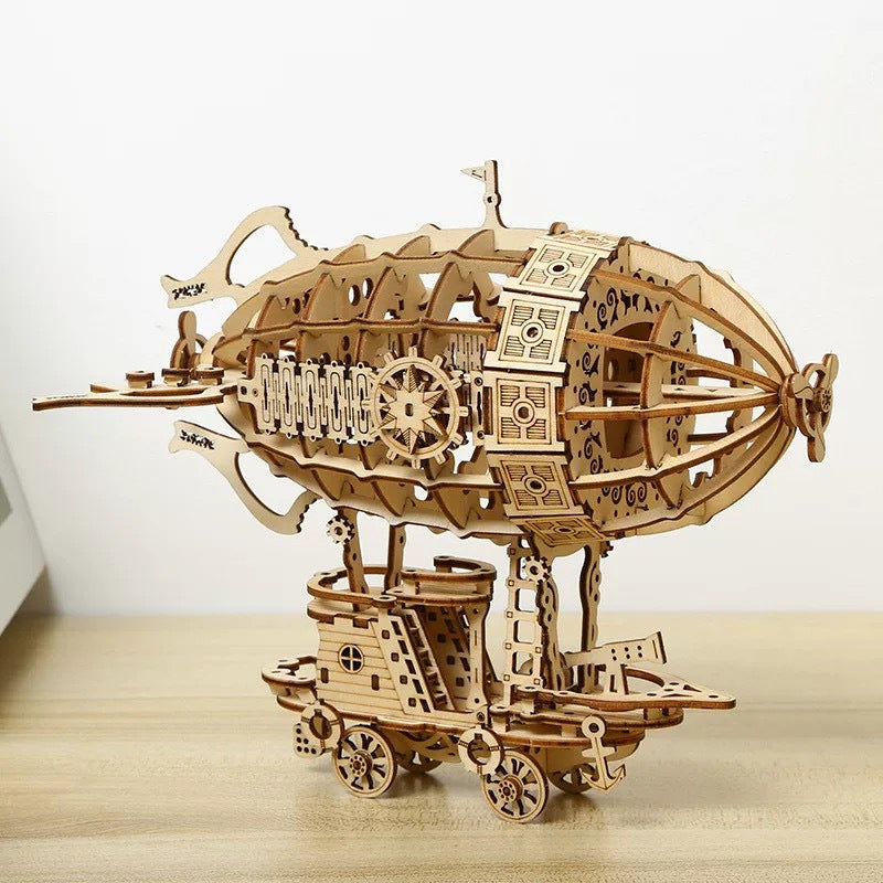 Puzzle 3D DIY 1 pièce en Bois pour Assemblage modèle dirigeable Airship, Jouet Artisanal, kit pour Adultes Enfant, Jeu de Construction Assemblage