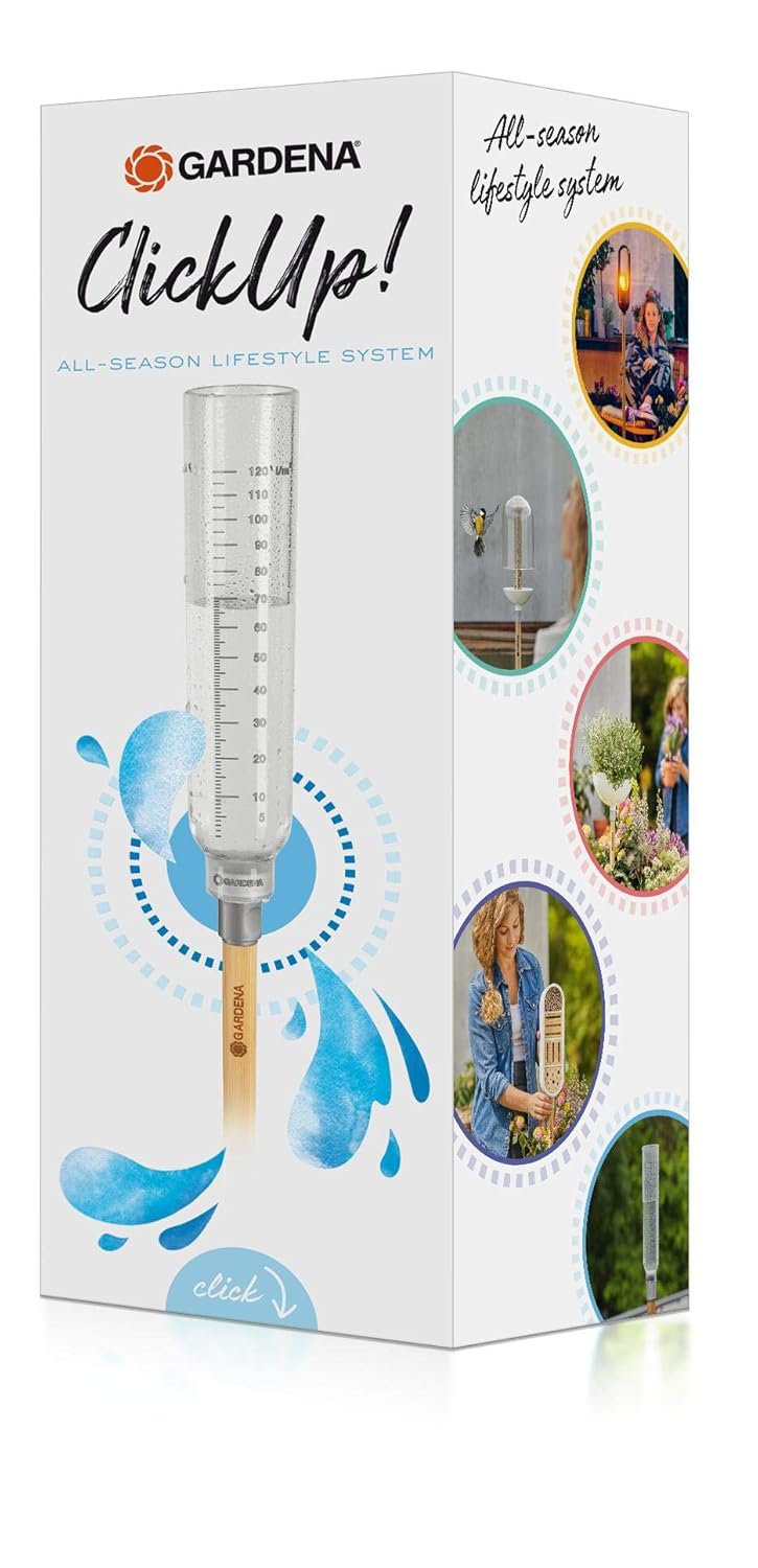 Pluviomètre extérieur de 0 à 100 l/m² en Plastique Résistant aux Intempéries Gardena ClickUp
