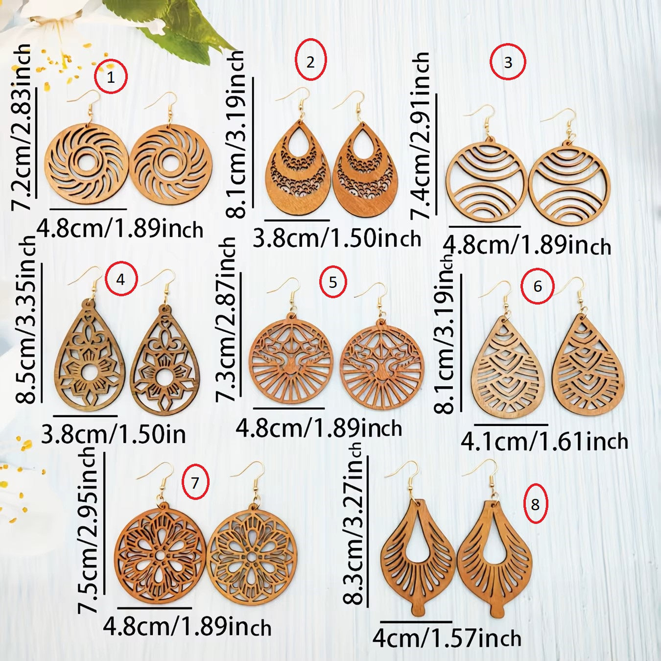 Boucles d'oreilles élégantes à pendentif creux en bois irrégulier marron
