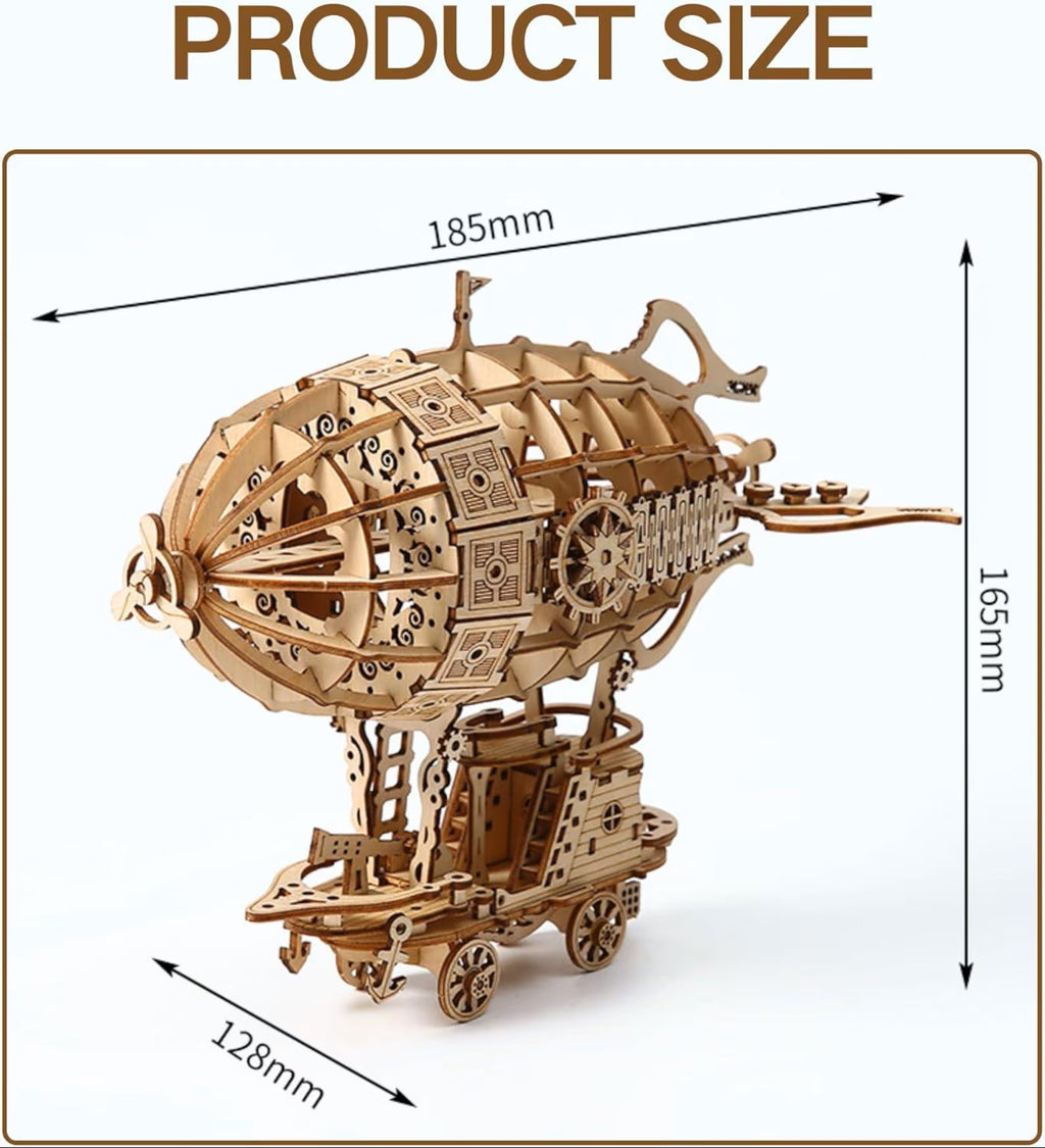 Puzzle 3D DIY 1 pièce en Bois pour Assemblage modèle dirigeable Airship, Jouet Artisanal, kit pour Adultes Enfant, Jeu de Construction Assemblage